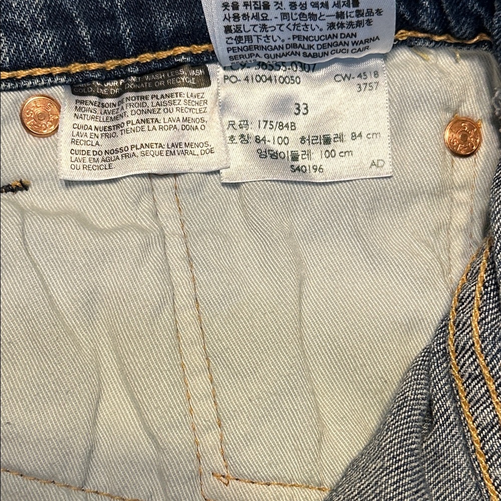 Levis 511 Distressed Cut Off Frayed Blue Jean Shorts with raw edge Size 33 - Picture 9 of 10